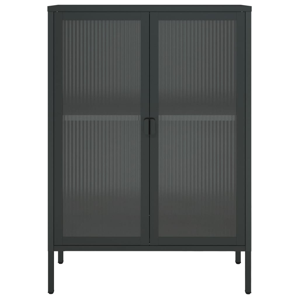 Sideboard Schwarz 75x35x105 cm Glas und Stahl